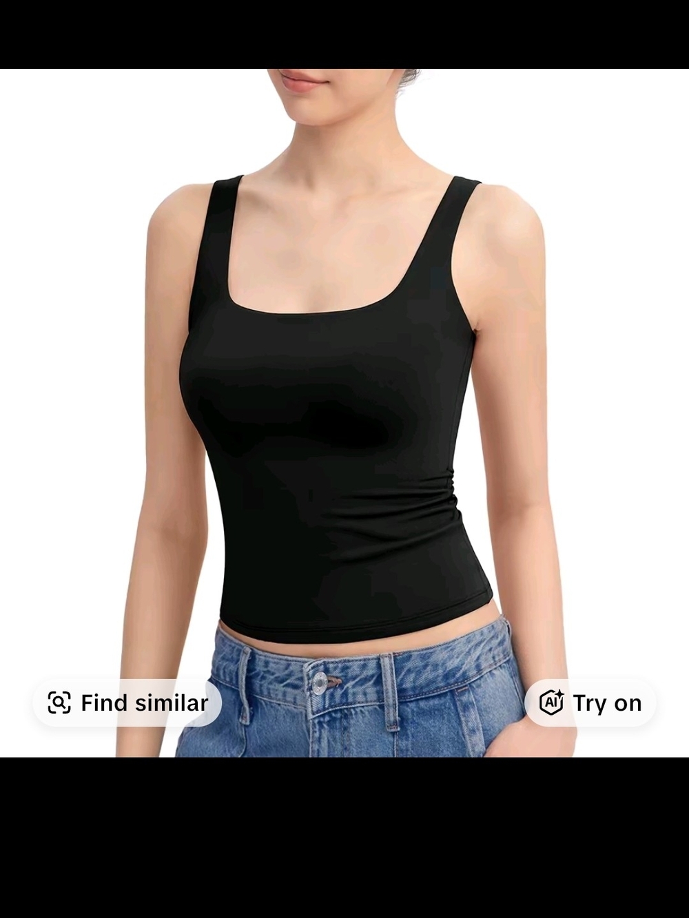 Women's Black Square Neck Tank Top - Sleek Everyday Layer